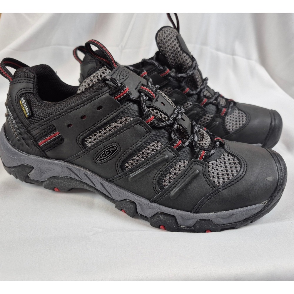 KEEN Ridge Flex Waterproof Low Hiking Shoes Mens 10.5 Black Grey 1024025